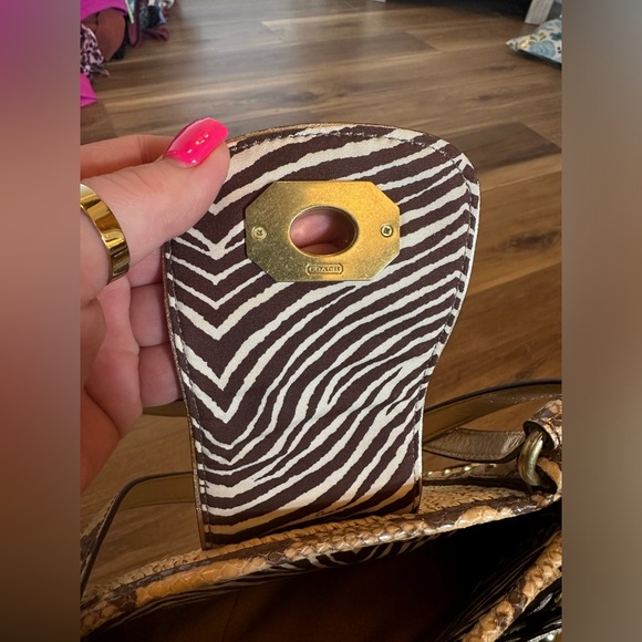 Coach Natalie Tan Straw Satchel w Python Print Leather Trim Tote Handbag - Picture 9 of 12